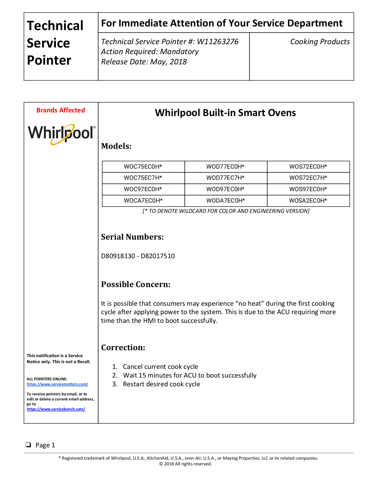 Whirlpool WODA7EC0HZ User Manual