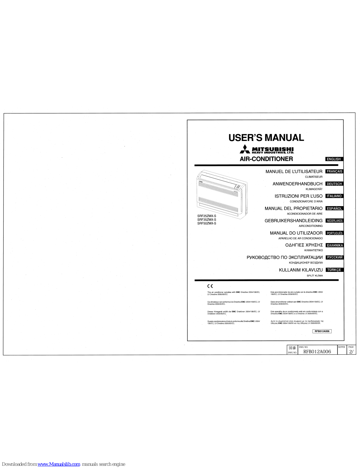 Mitsubishi Heavy Industries SRF25ZMX-S, SRF35ZMX-S, SRF50ZMX-S User Manual