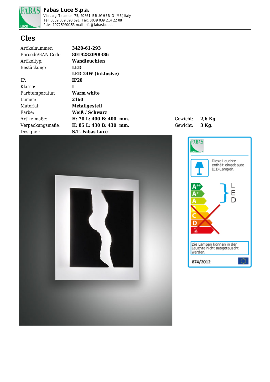 Fabas Luce 3420-61-293 User Manual