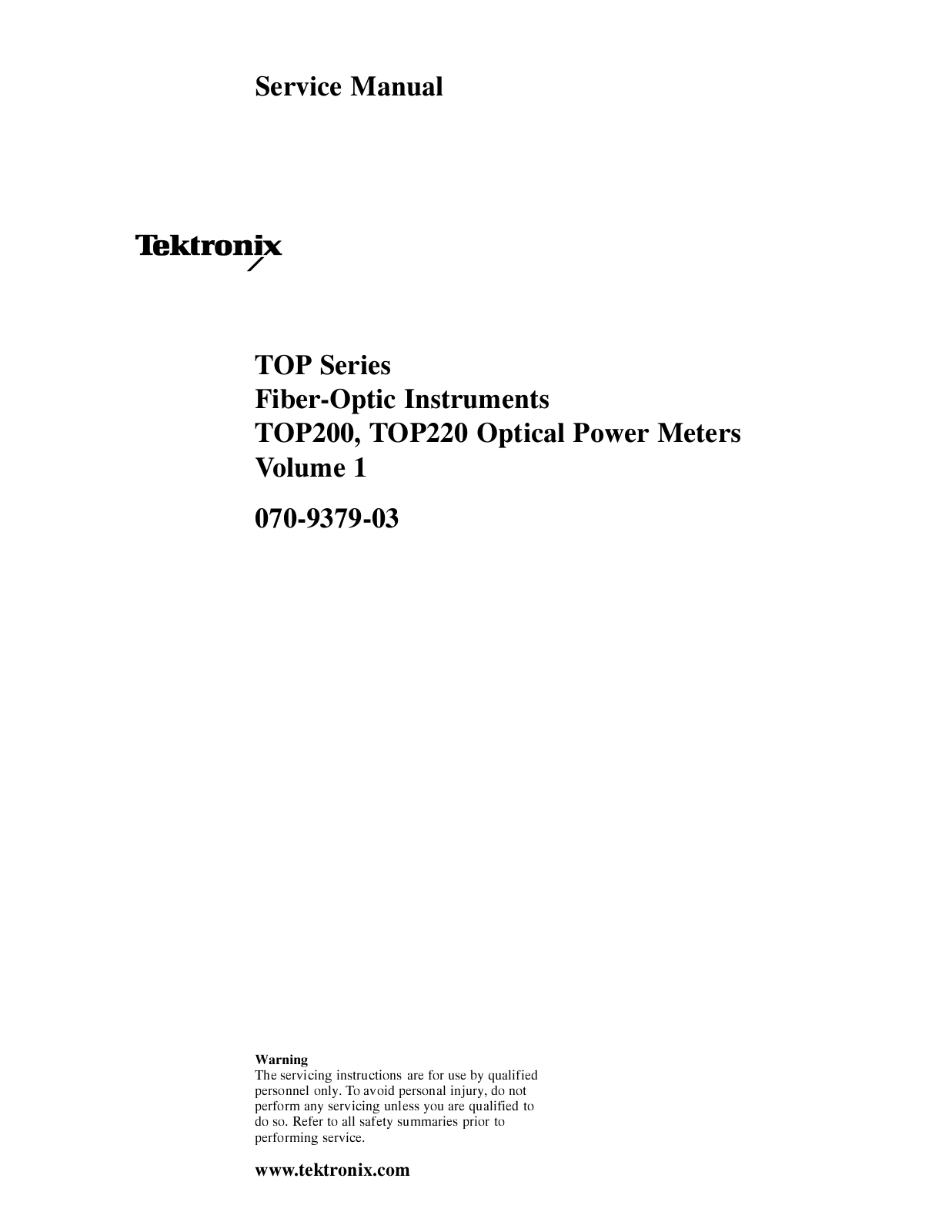 Tektronix TOP220, TOP200 Service Manual