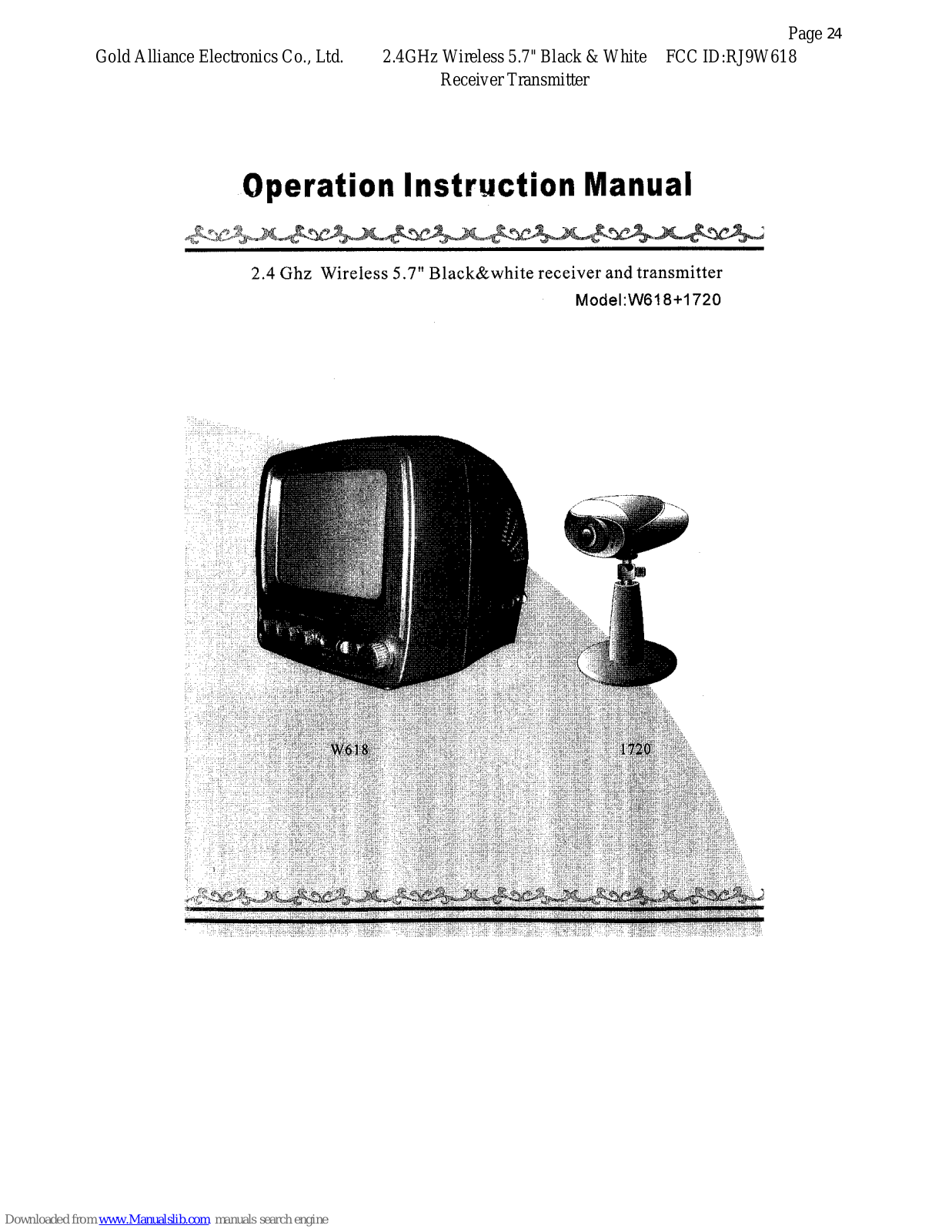 Gold Alliance Electronics Co., Ltd. W618, 1720 Operation & Instruction Manual