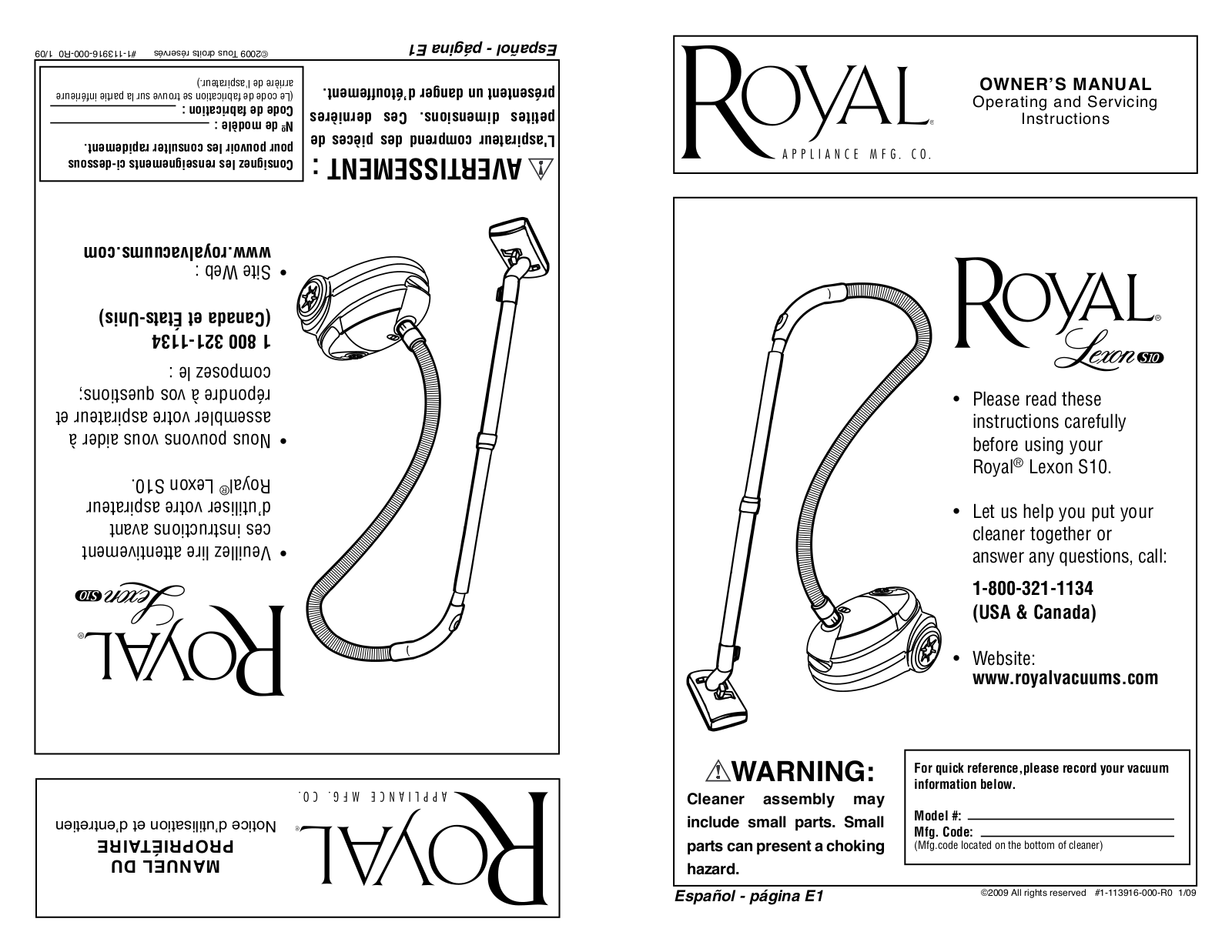 Royal Appliance LEXON S10 User Manual