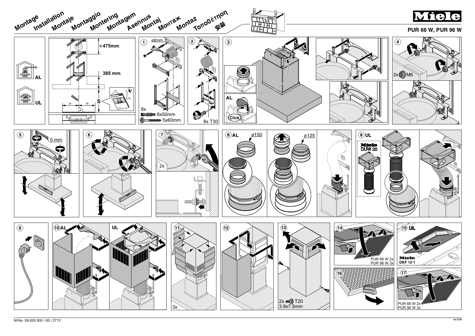 Miele PUR 66 W, PUR 96 W Assembly instructions