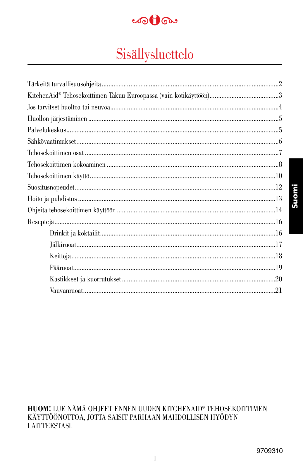 KITCHENAID 5KSB5553EER User Manual