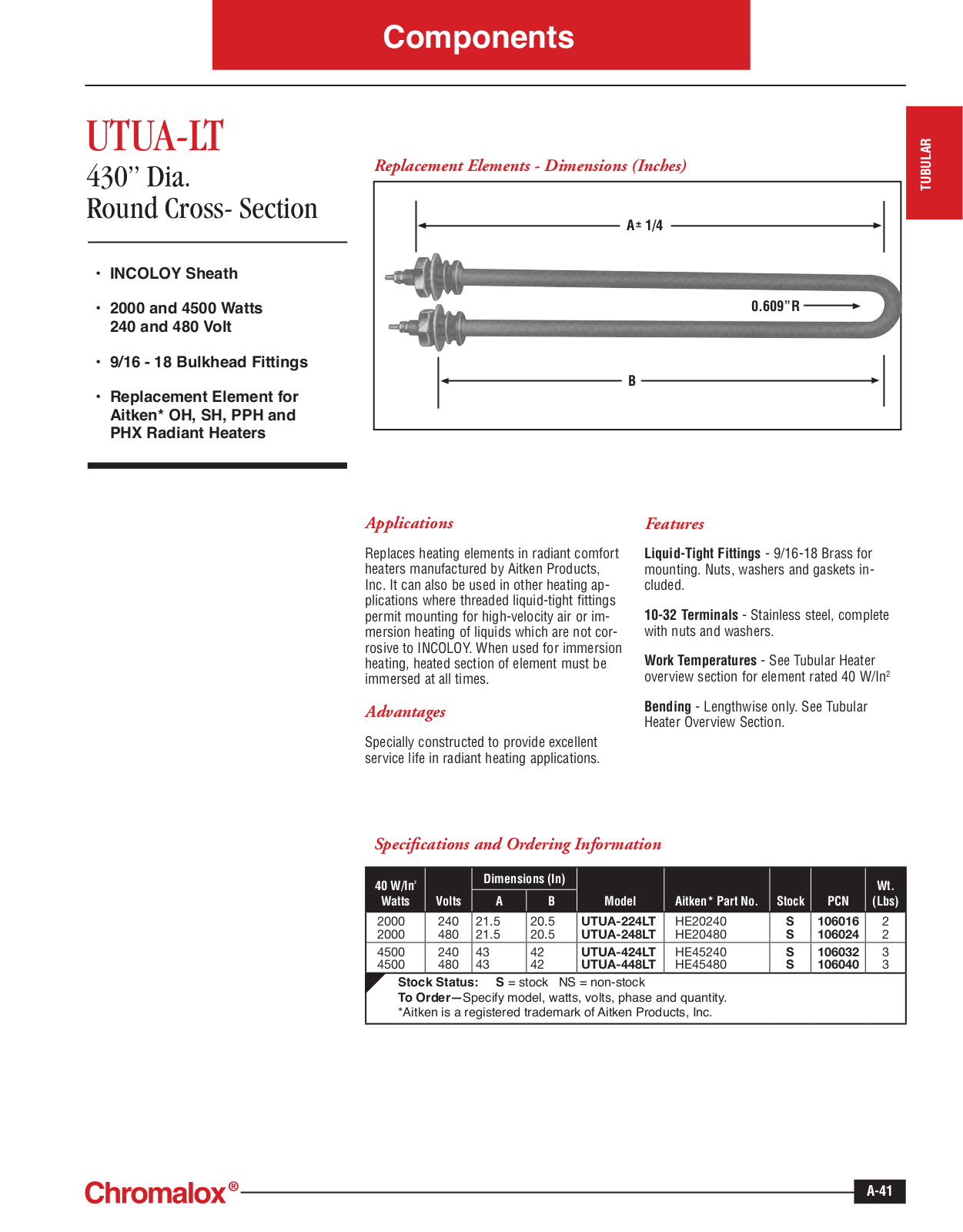 Chromalox UTUA-LT Catalog Page