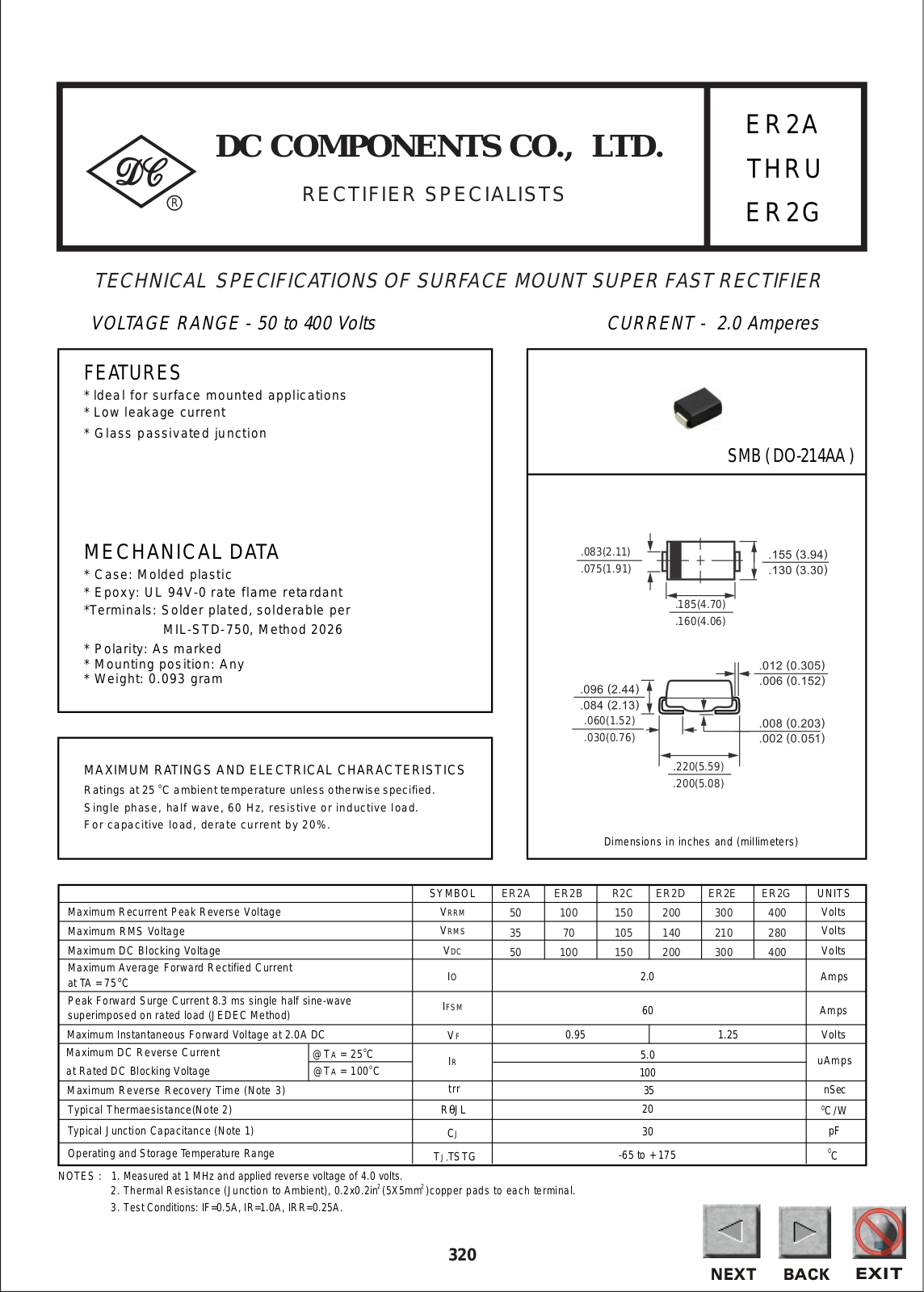 DCCOM ER2D, ER2G, ER2E, ER2C, ER2A Datasheet