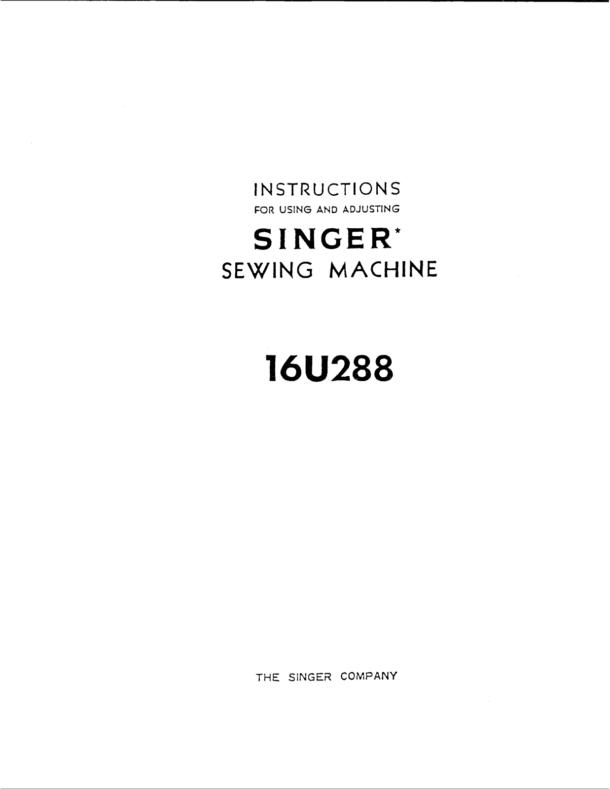 Singer 16U288 User Manual