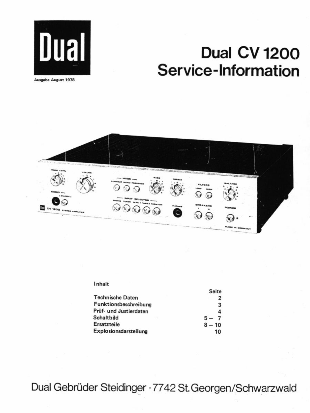 Dual CV-1200 Service manual