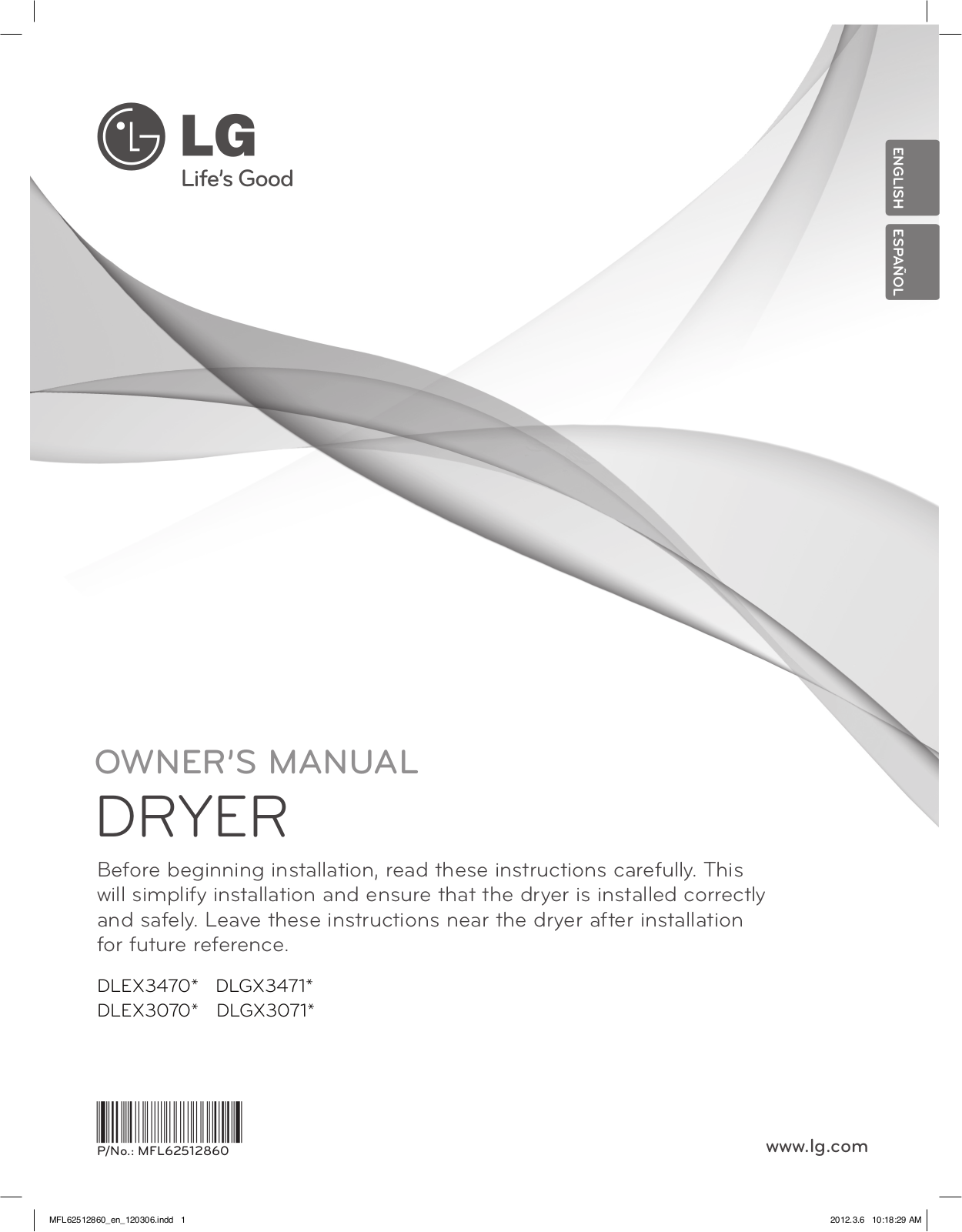 LG DLEX3070R User Manual