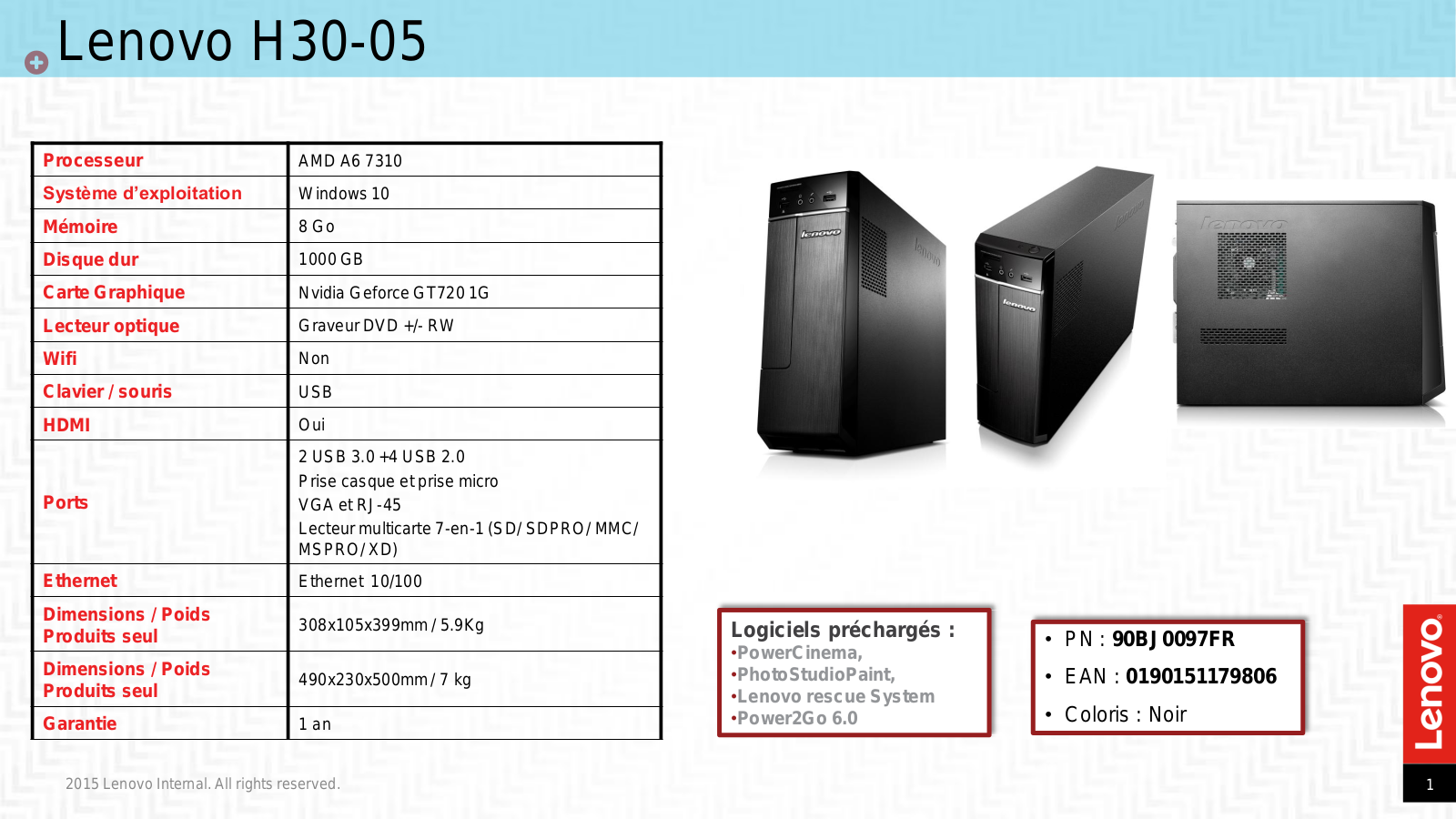 Lenovo H30-05 product sheet