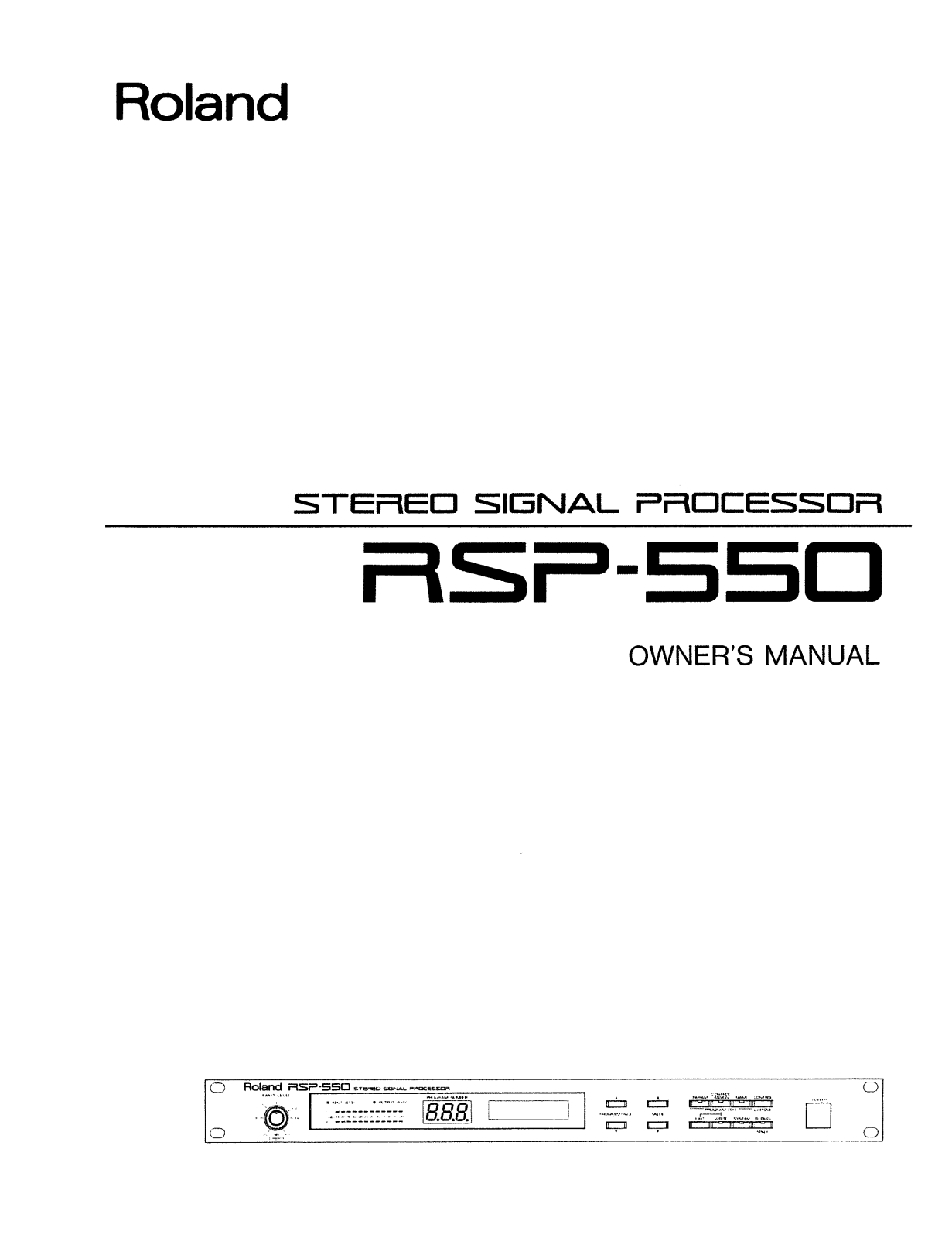 Roland Corporation RSP-550 Owner's Manual