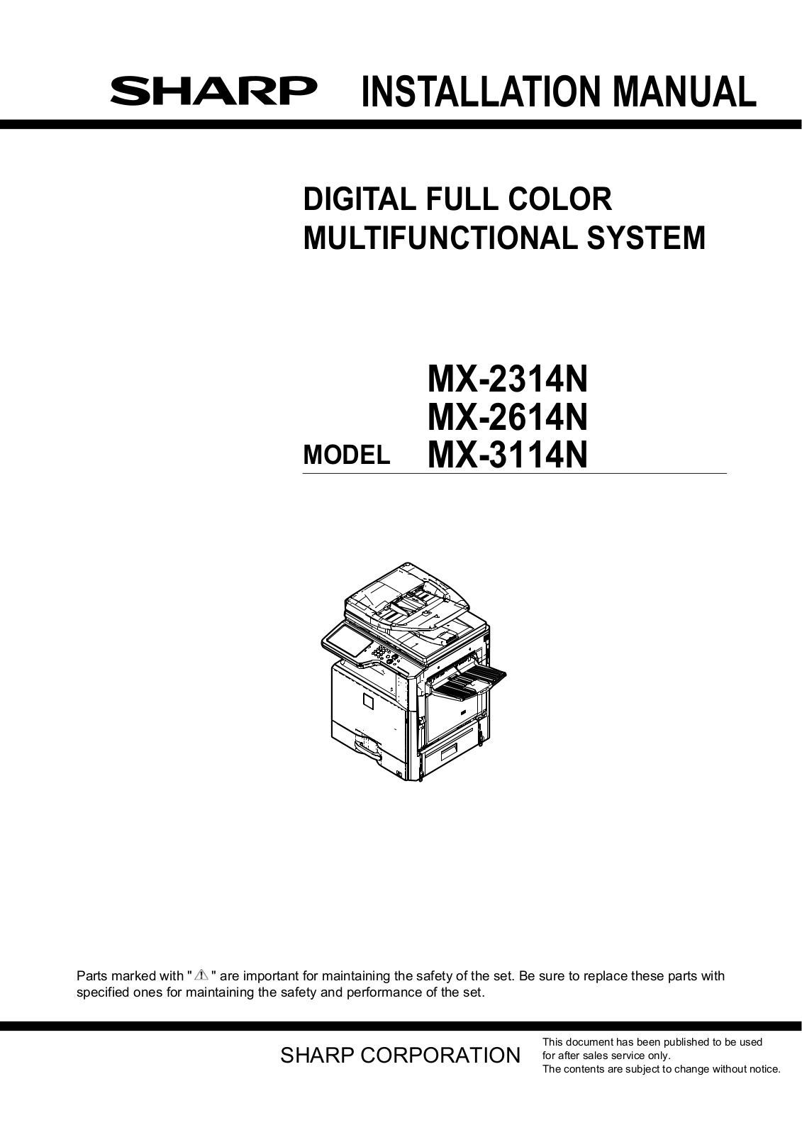 Sharp MX-2314N, MX-2614N, MX-3114N User Manual