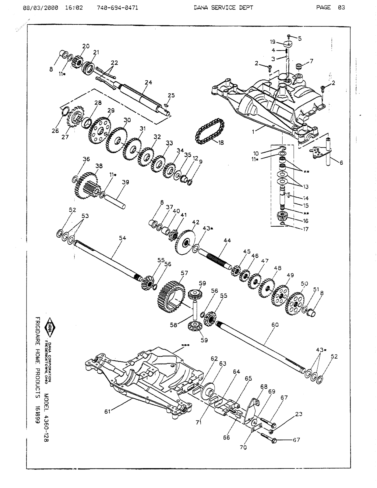 Dana 4360-128 Parts List