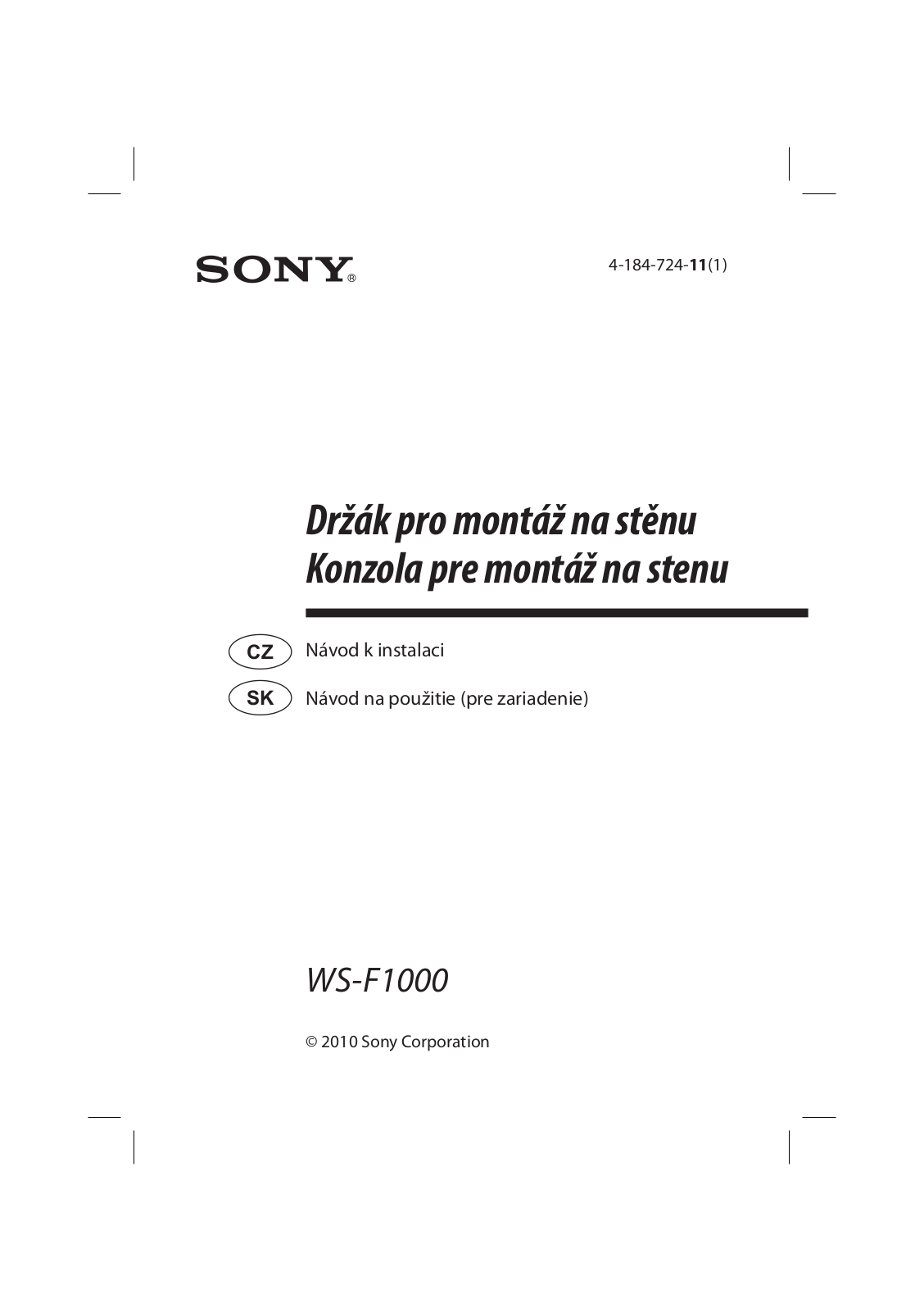 Sony WS-F1000 Instructions for use