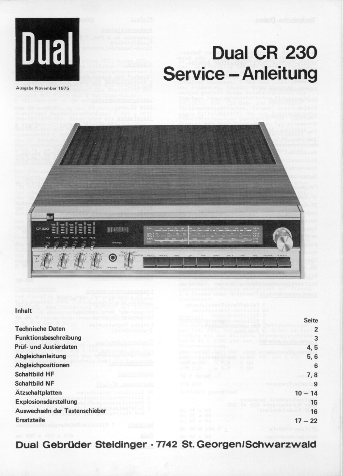 Dual CR-230 Service manual