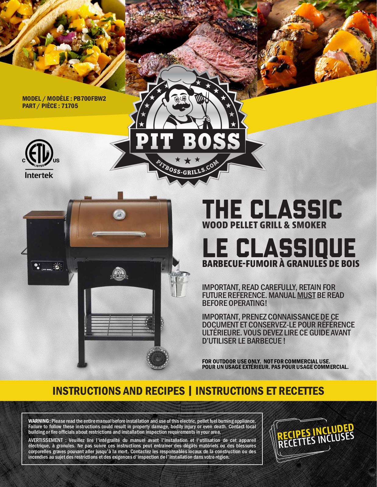 Pit boss PB700FBW2 User Manual