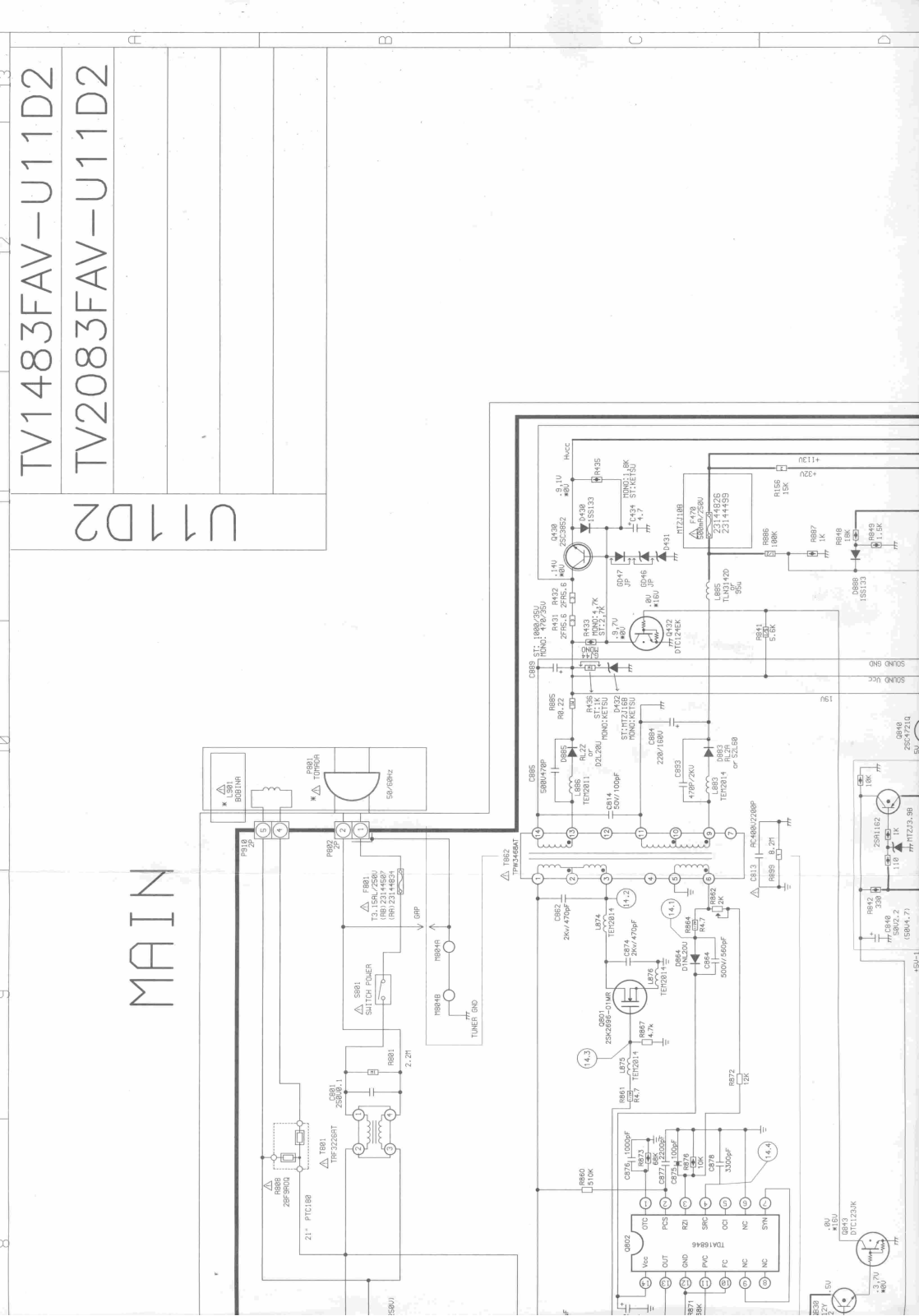 Toshiba TV1483FAV, TV2083FAV Schematic