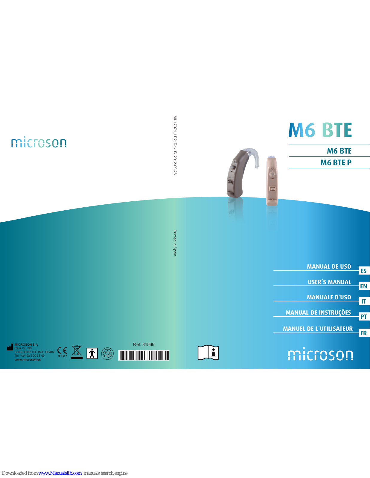 Microson M6 BTE, M6 BTE P, M500 duo, M500 duo BTE, M500 duo BTE P User Manual