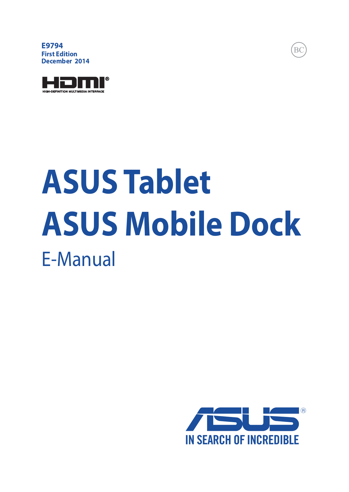 ASUS T100CHIDOCK User Manual