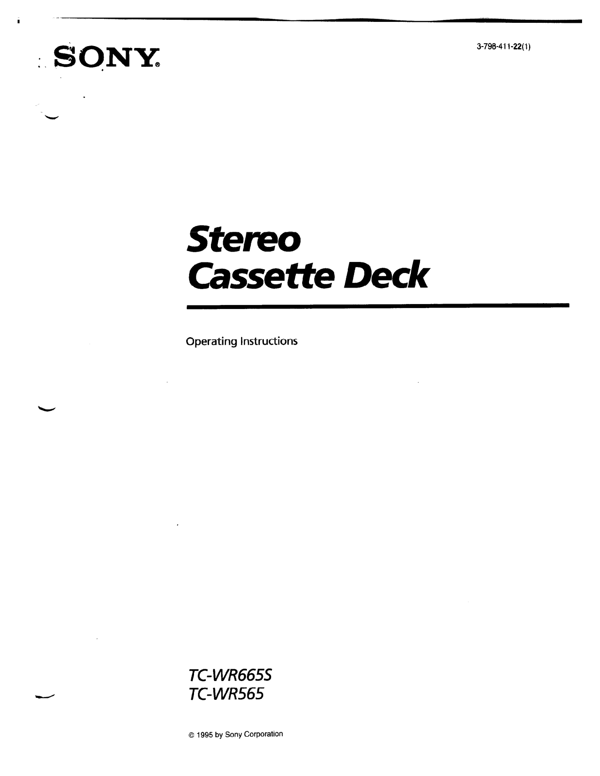 Sony TC-WR665S, TC-WR565 User Manual