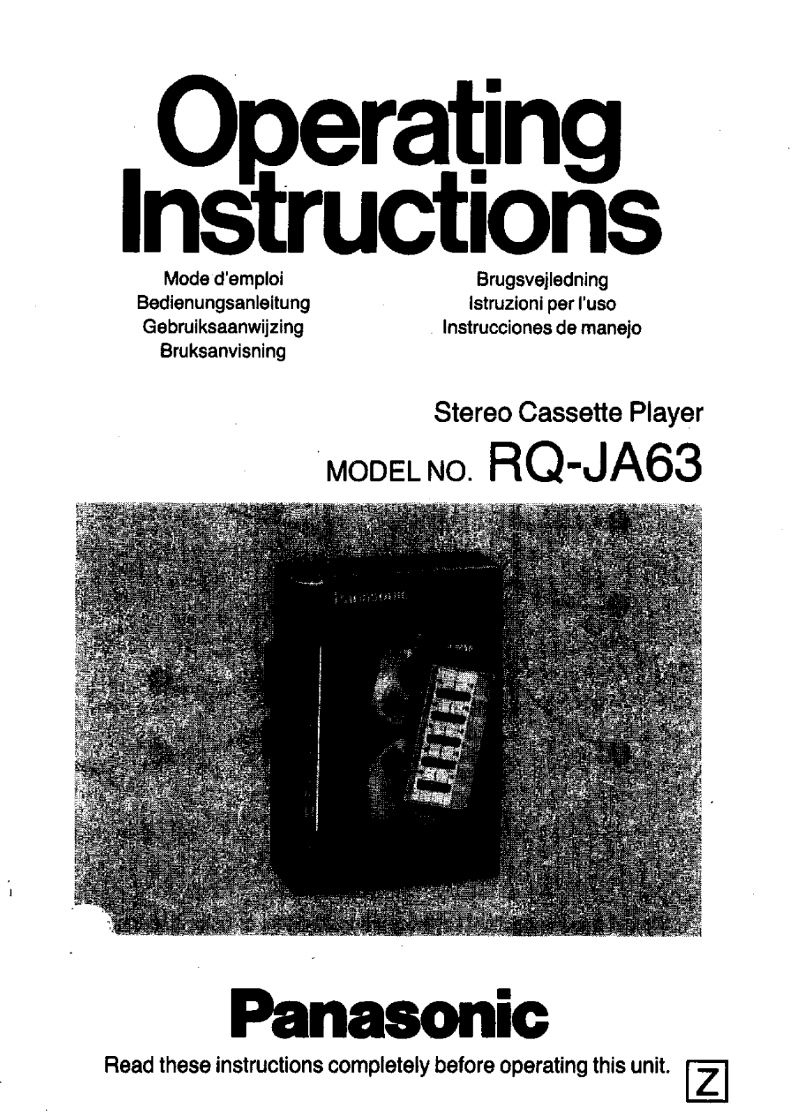 Panasonic RQ-JA63 User Manual