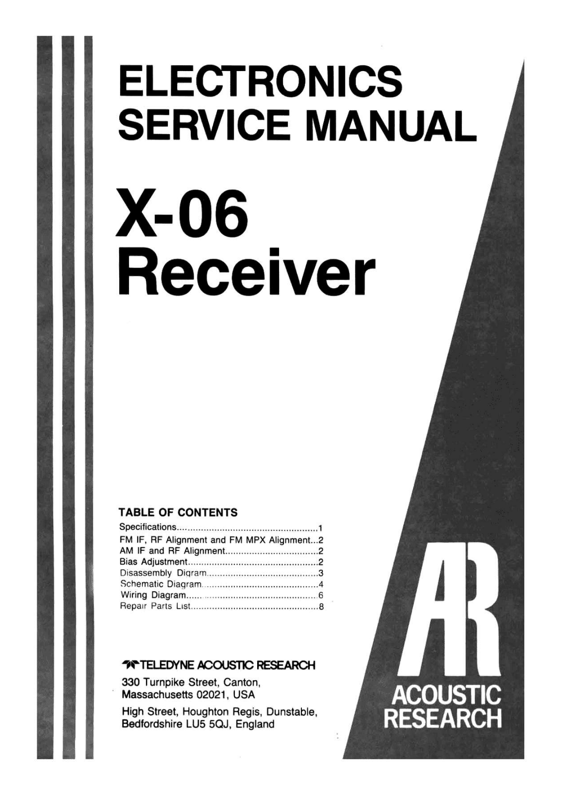 Acoustic Research X06 Schematic