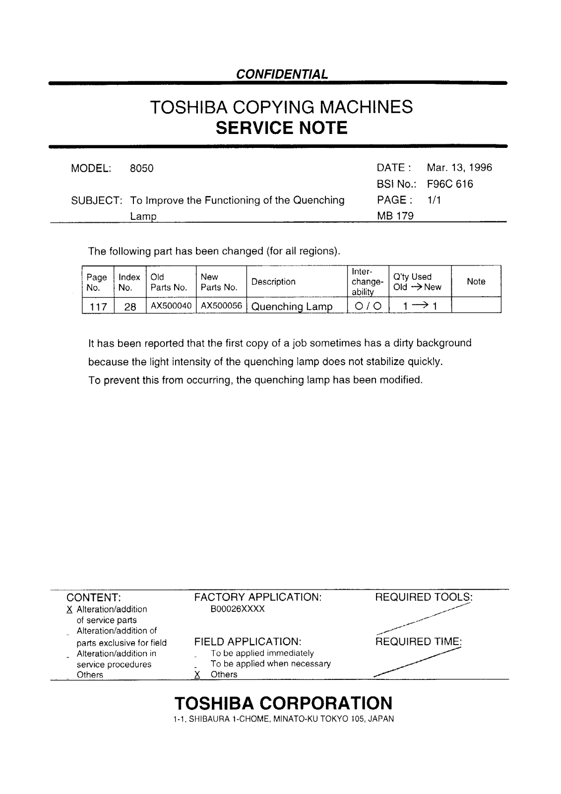 Toshiba f96c616 Service Note