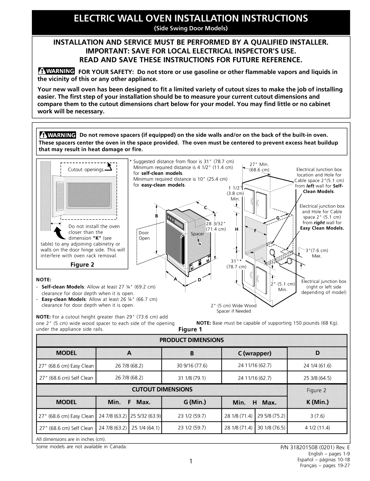 Frigidaire FEB786CEBA, FEB786CEBC, FEB786CEBE, FEB786CEBF, FEB786CEBG Installation Guide - ManualMachine.com