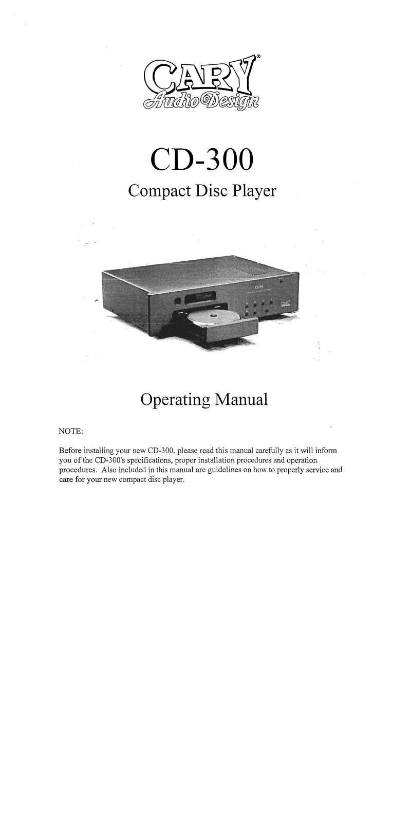 Cary CD-300 User Manual - ManualMachine.com