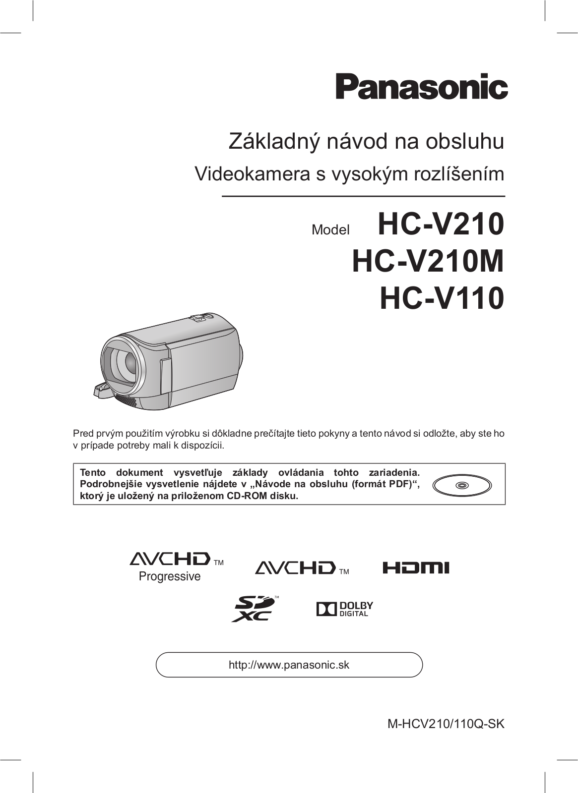 Panasonic HC-V110, HC-V210, HC-V210M User Manual