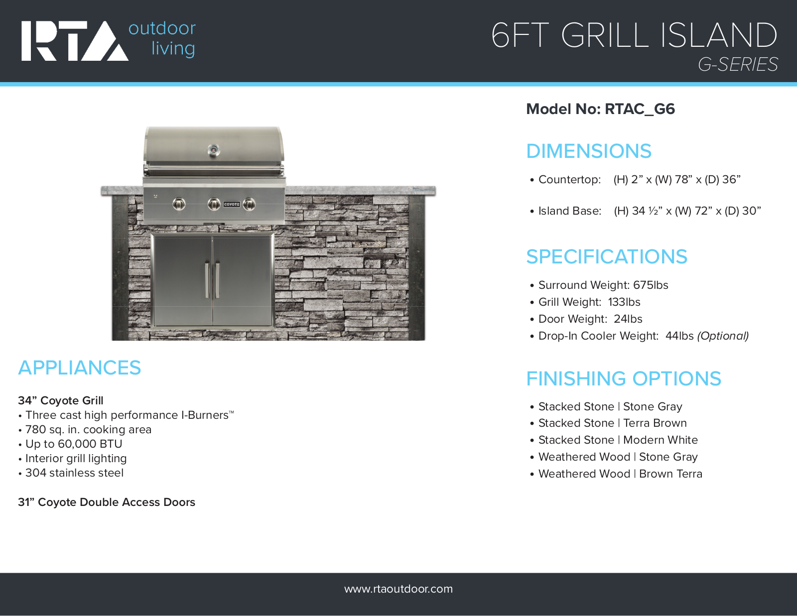 RTA Outdoor Living RTACG6RW Specifications