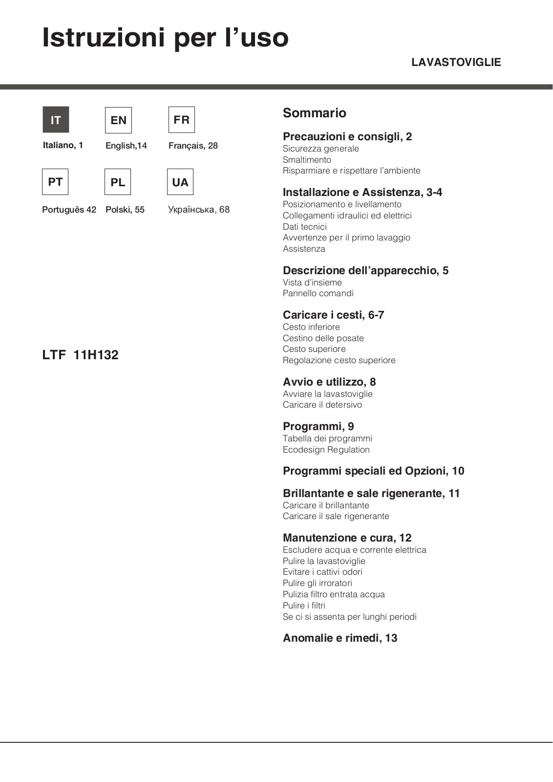 Hotpoint LTF 11H132 O EU User Manual