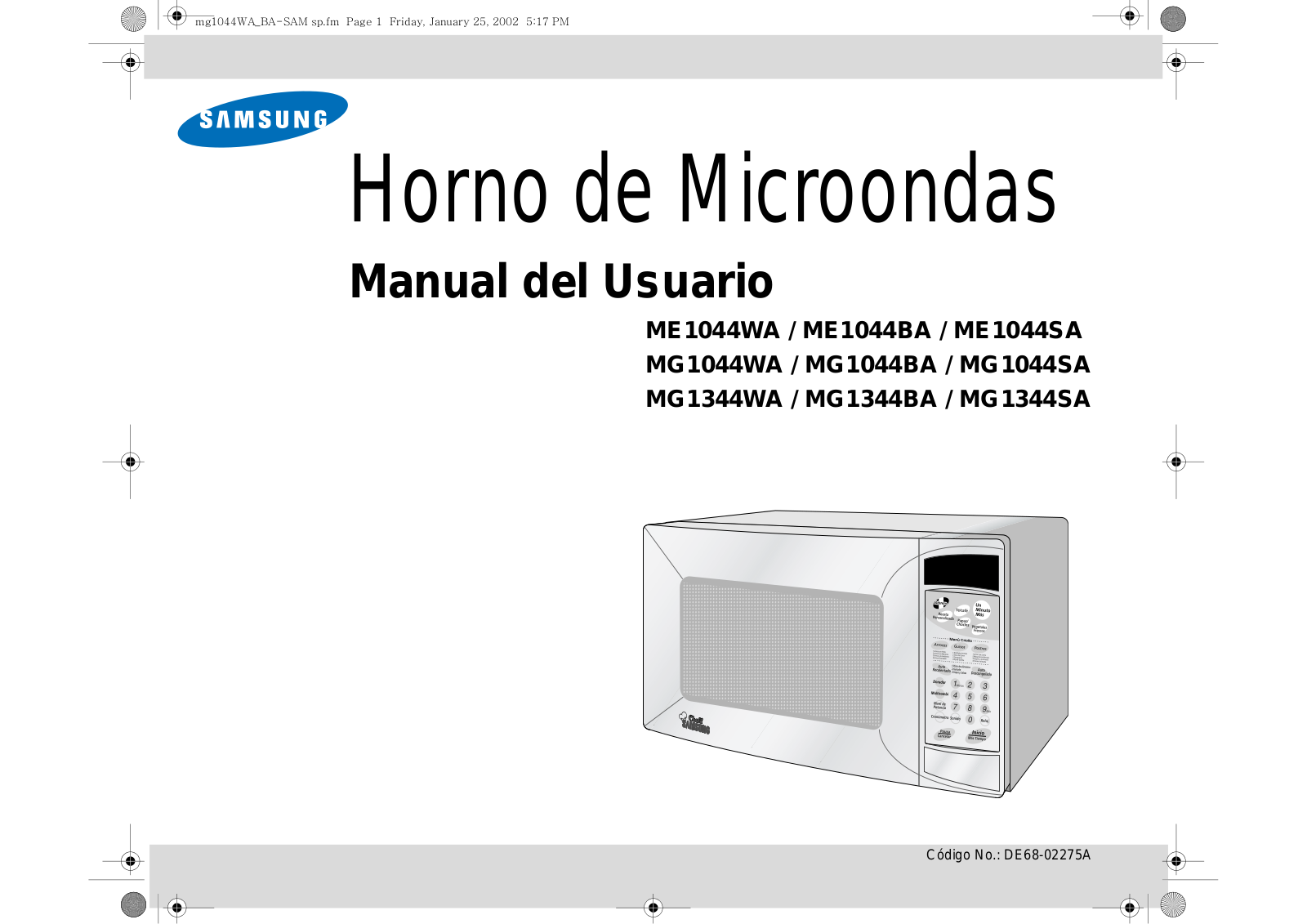 Samsung ME1044WA, ME1044BA, MG1344WA, MG1344BA, MG1044WA User Manual