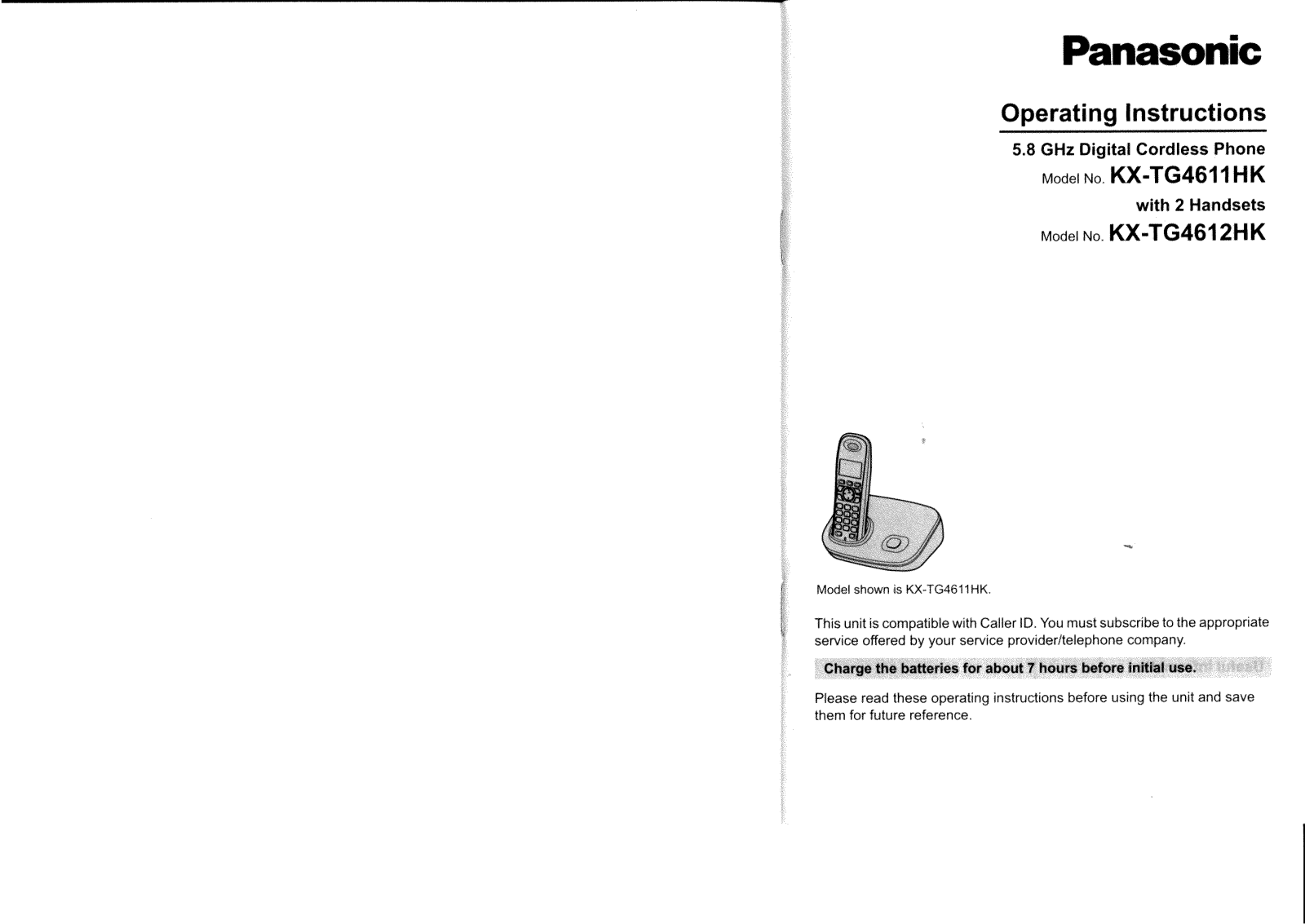 Panasonic KX-TG4612HKf User Manual