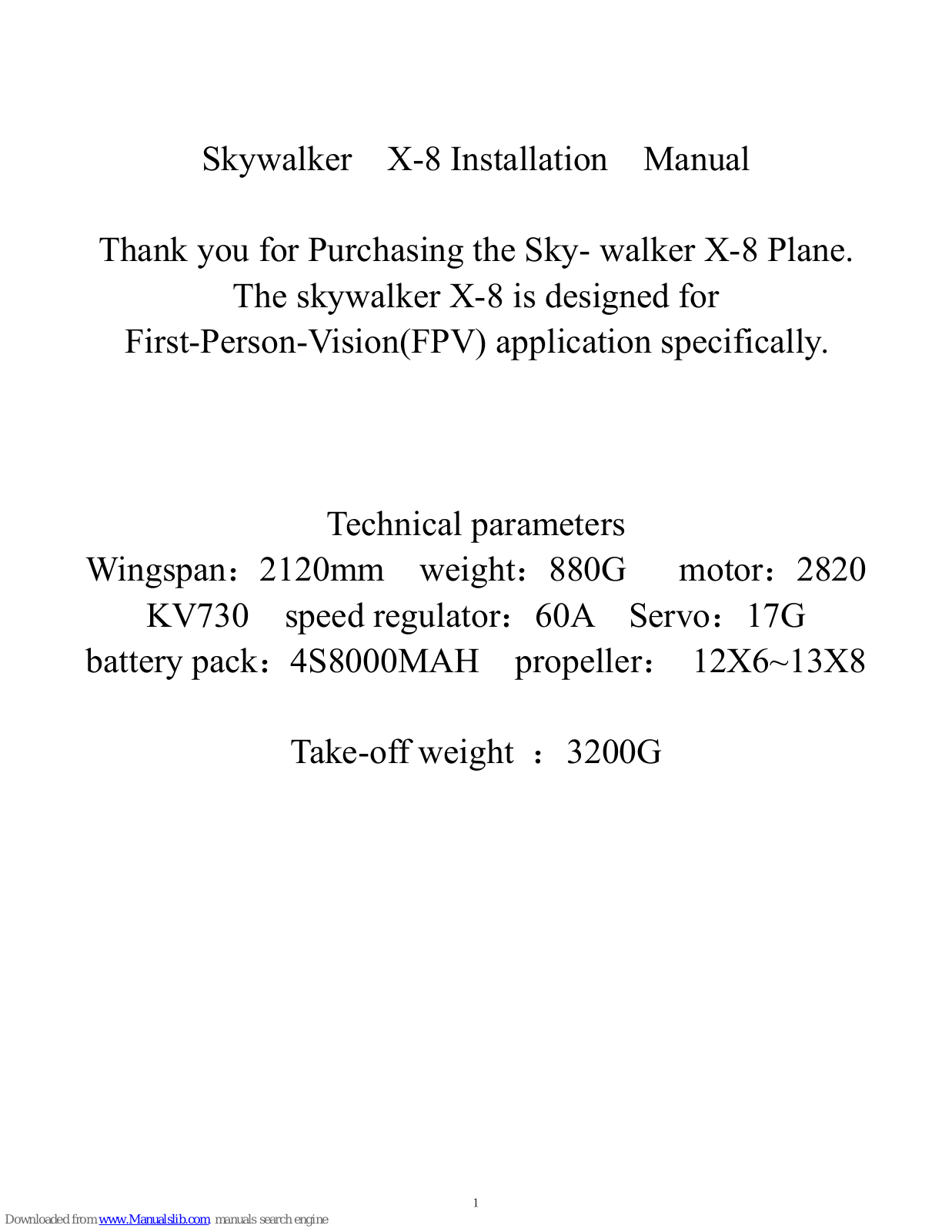 Skywalker X-8 Installation Manual - ManualMachine.com