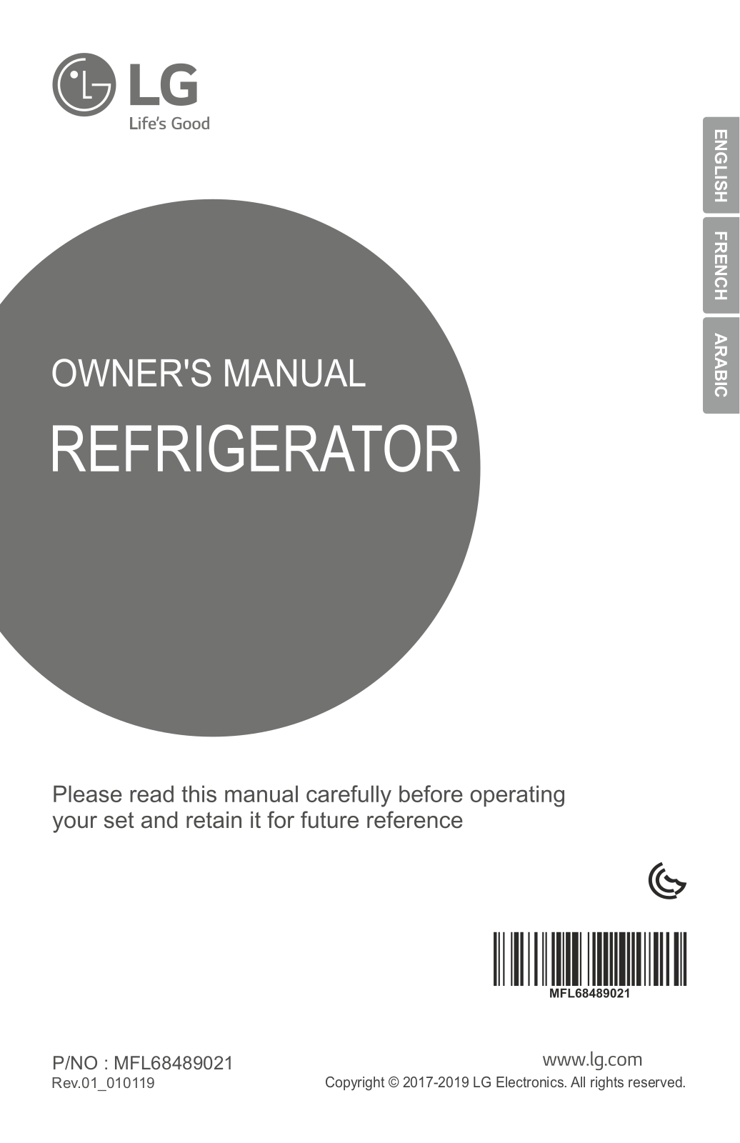 LG GR-C402RLCN, GR-C422RLCN Owner’s Manual