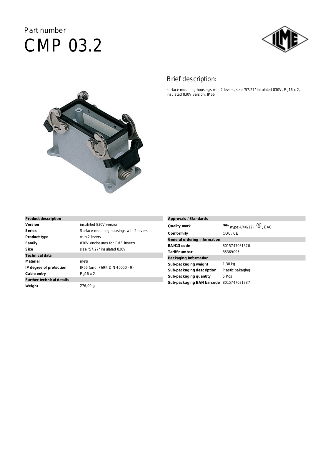 ILME CMP-03.2 Data Sheet