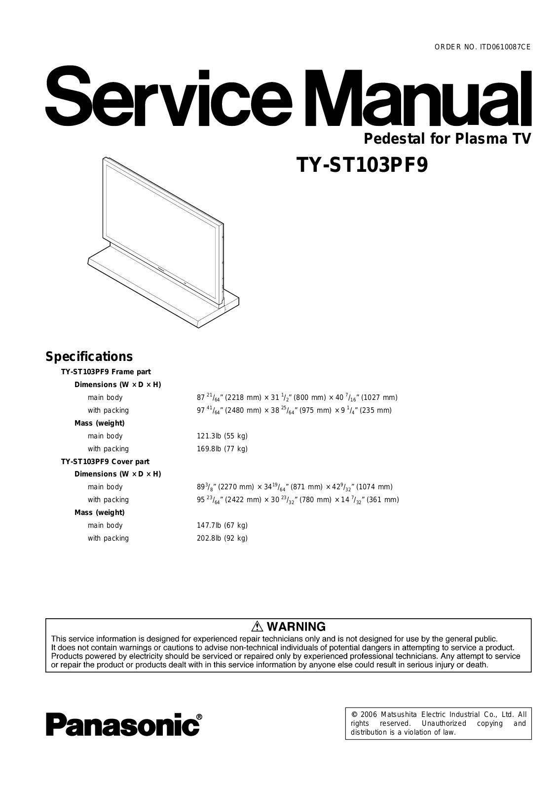 Panasonic TY-ST103PF9 Service Manual