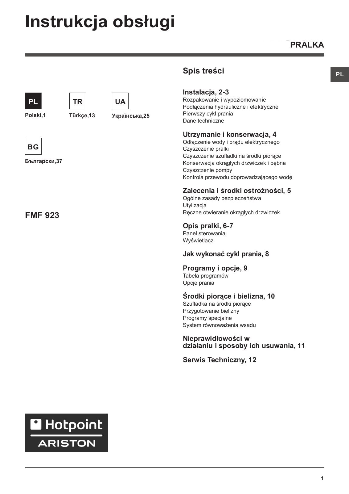 Hotpoint Ariston FMF 923K EU.C User Manual