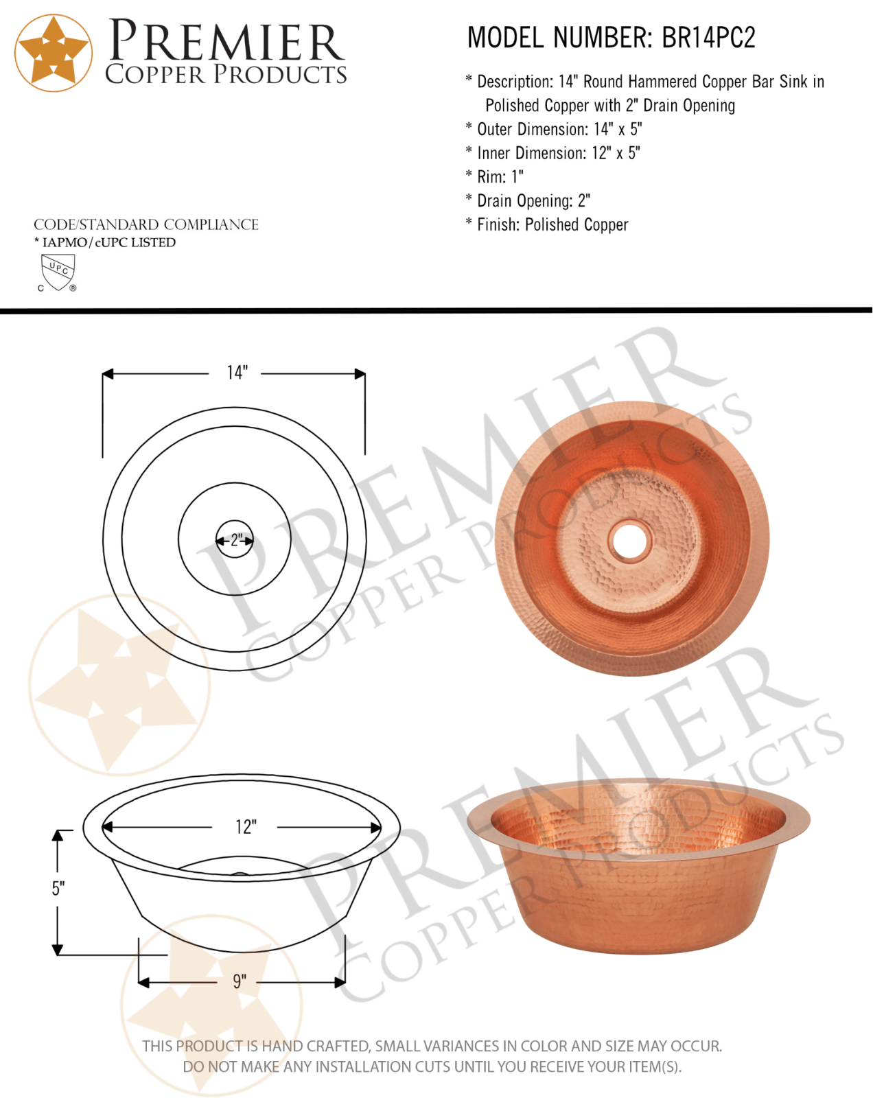 Premier Copper Products IER10076 Specifications - ManualMachine.com