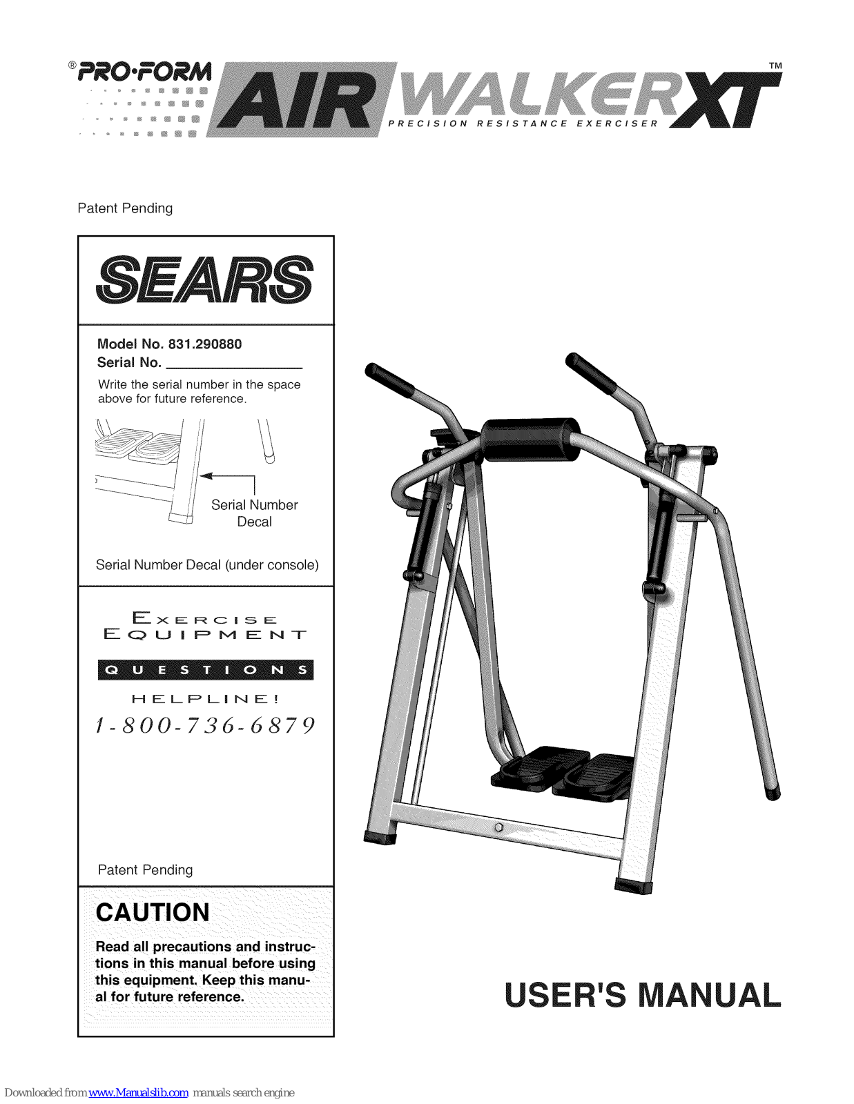 ProForm XT 831.290880, AirWalker XT User Manual - ManualMachine.com