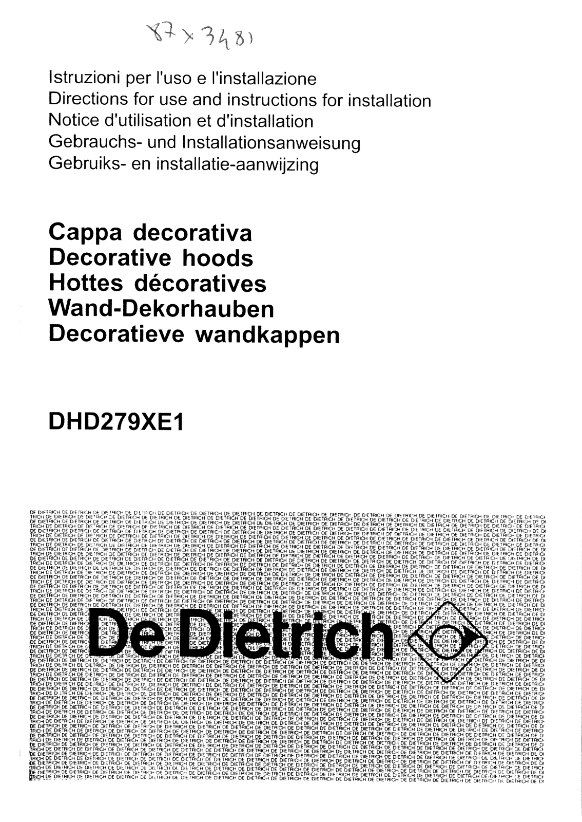 De dietrich DHD279XE1 User Manual