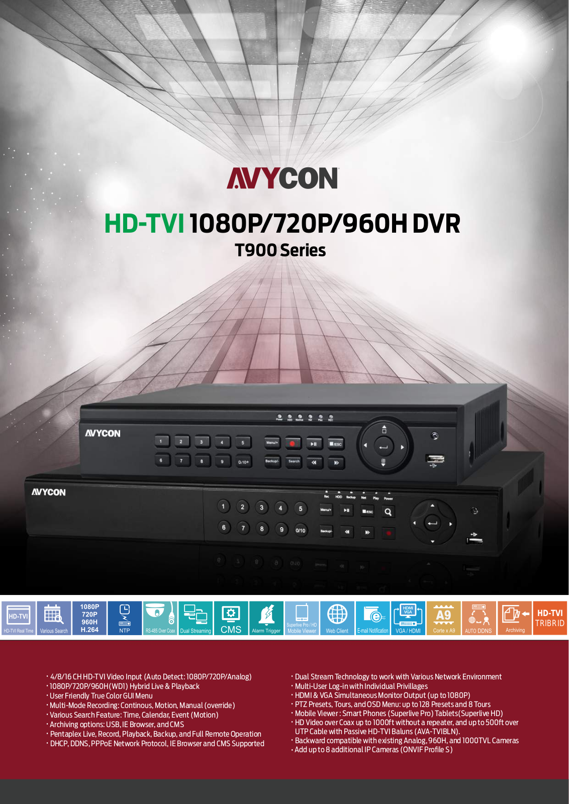 Avycon AVK-T71B4-1T, AVK-T71B4-1T-W, AVK-T71E4-1T, AVK-T71E4-1T-W, AVK-T71E8-2T Specsheet