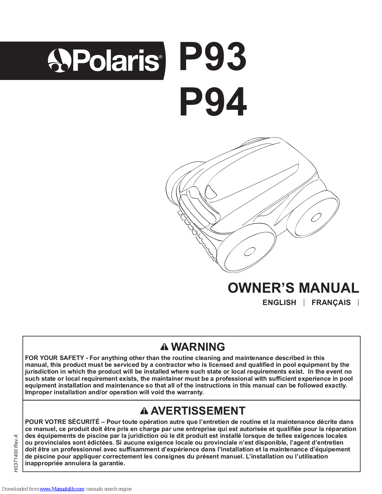 Polaris P93, P94 Owner's Manual