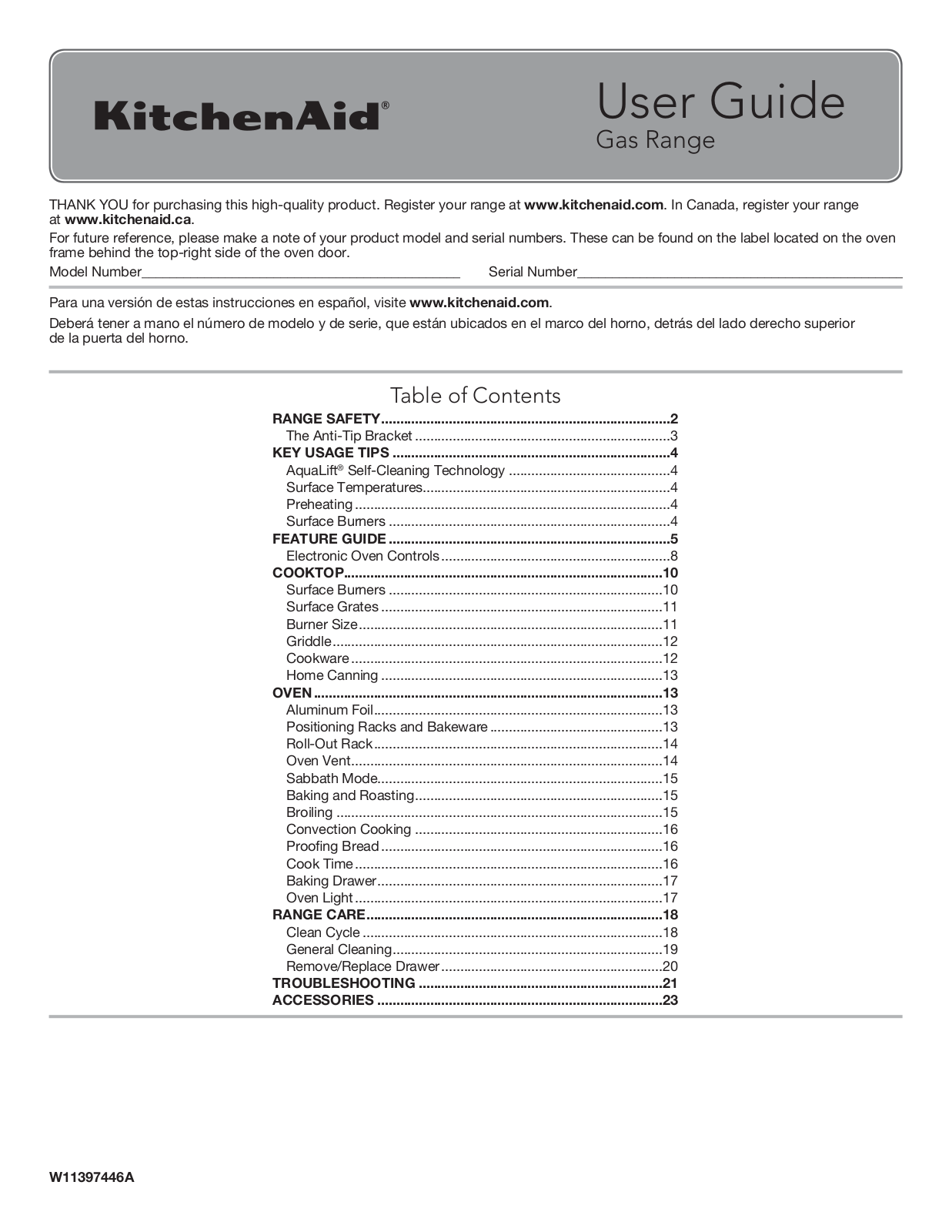 KitchenAid KSGG700ESS2 Owner’s Manual