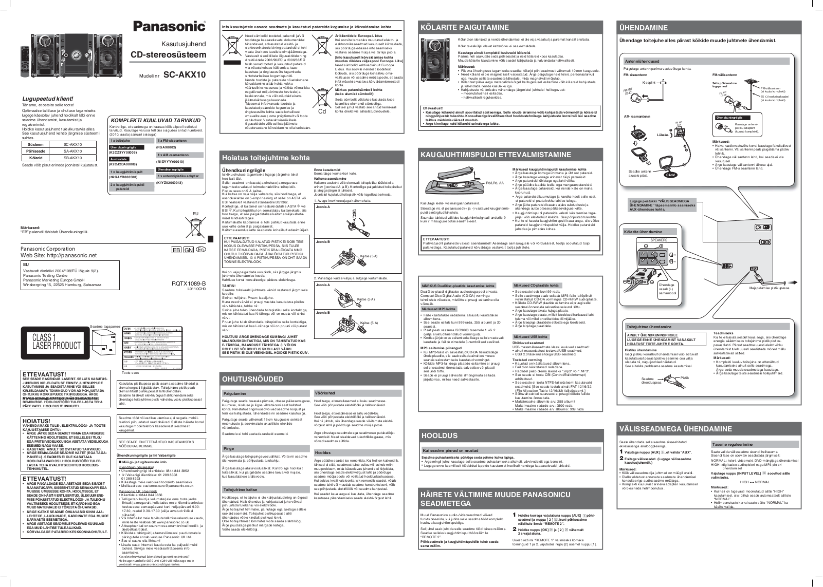 Panasonic SC-AKX10 User Manual
