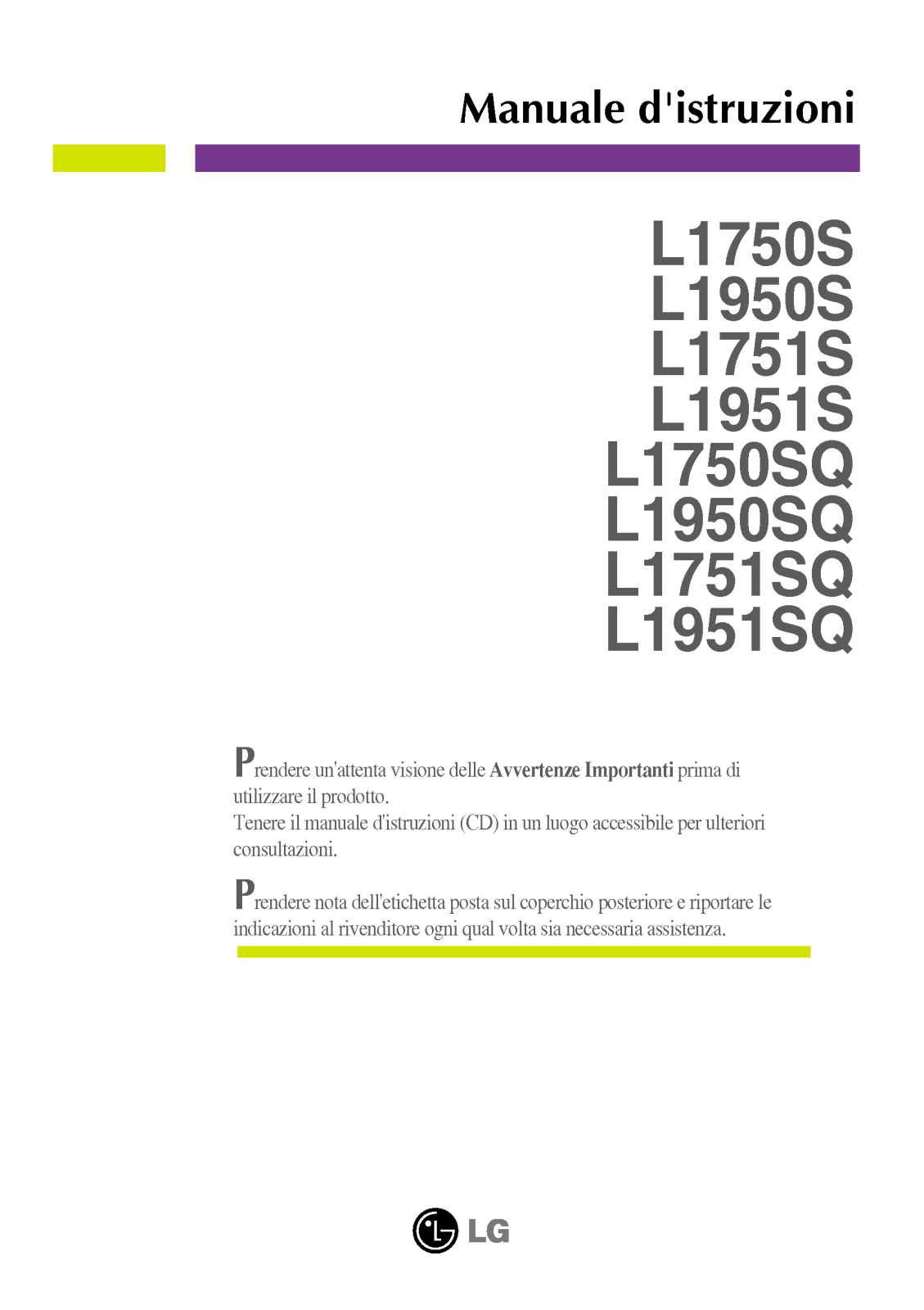 Lg L1750S-SN, L1750S-BN, L1750SQ-GN User Manual