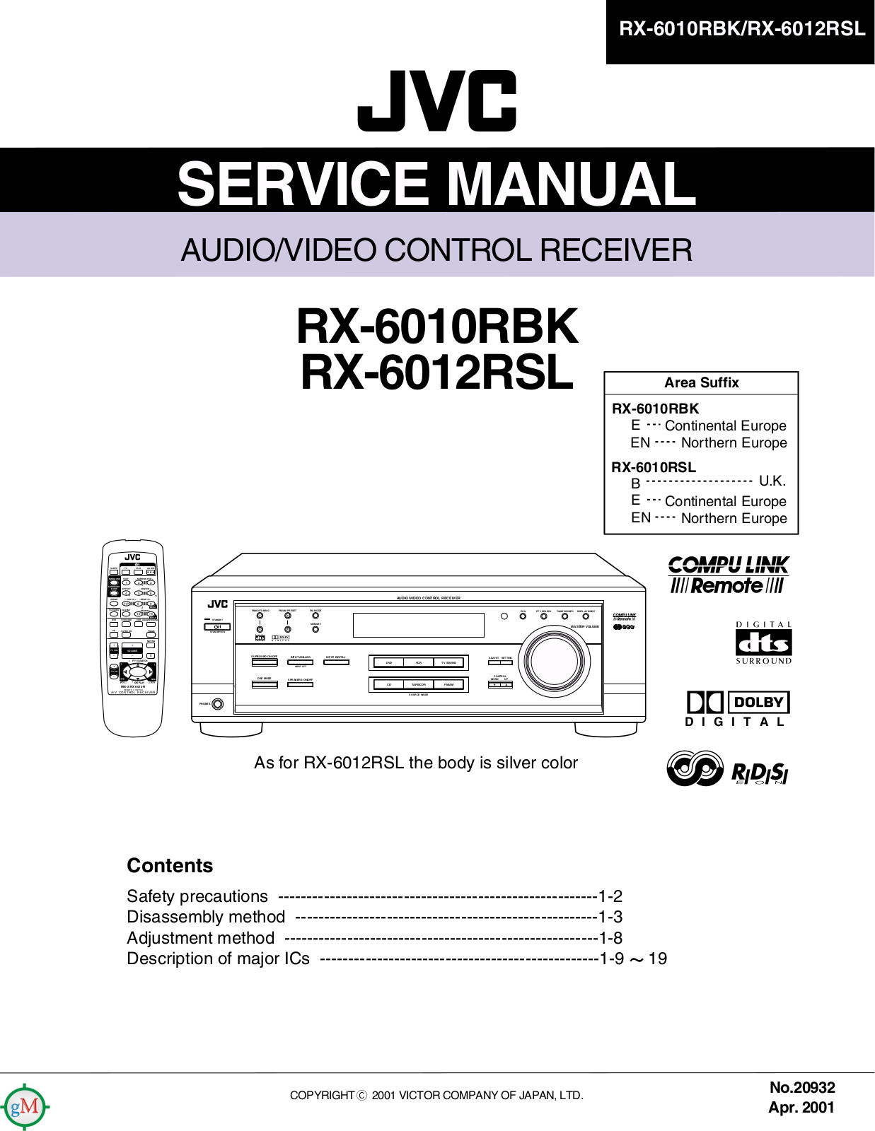 JVC RX-6010-RBK, RX-6012-RSL Service manual