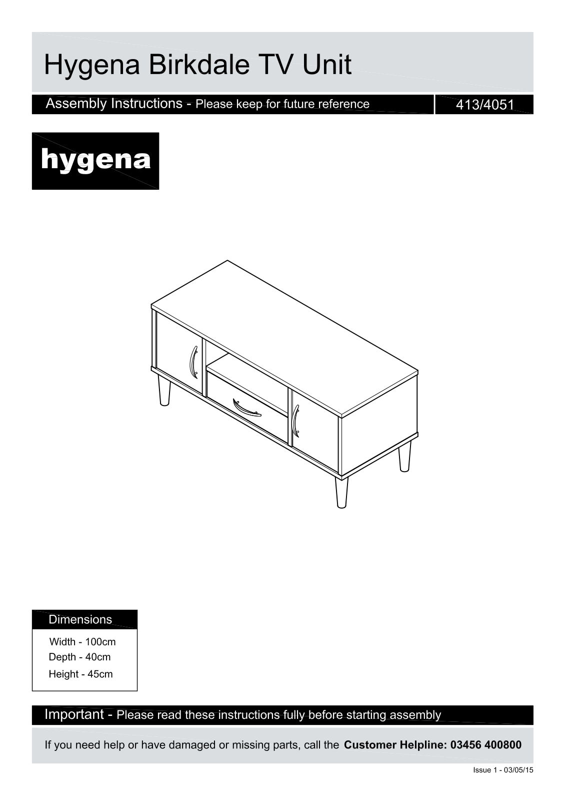 Hygena BDALE TVUNIT Instruction manual