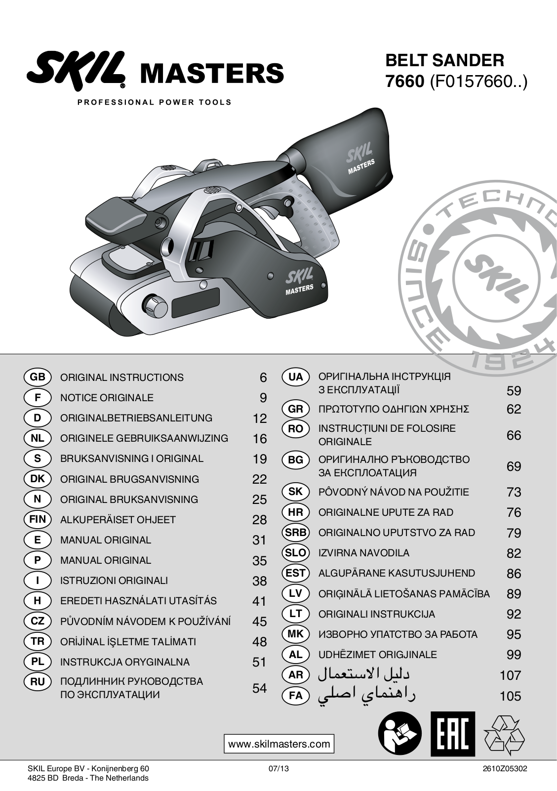 SKIL Masters 7660 ORIGINAL INSTRUCTIONS